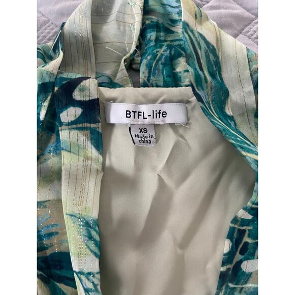 BTFL-Life Green Palm Tree Print Long Sleeve Lightweight Romper Women's Size XS - Picture 8 of 9